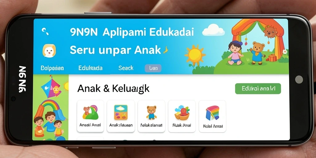 Antarmuka aplikasi 9N9N yang menarik dan ramah anak.