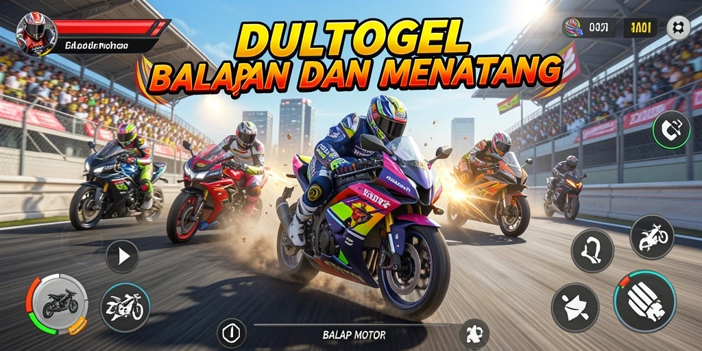 Tampilan antarmuka game Balap Motor yang menarik dan interaktif.