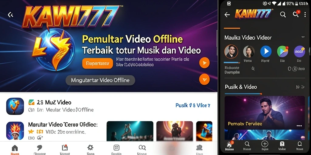 Antarmuka KAWI777 yang modern untuk pemutar video offline.
