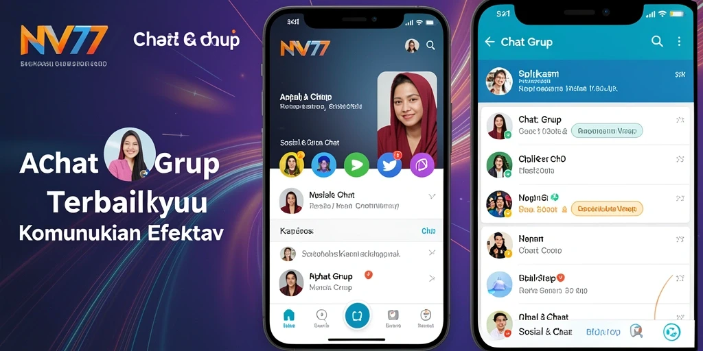 Tampilan antarmuka grup chat NV77 yang menarik dan fungsional.
