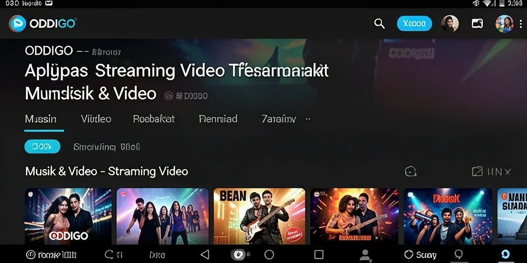 Tampilan antarmuka ODDIGO yang memudahkan akses video streaming.