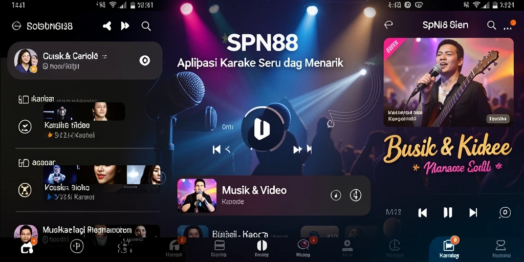 Screenshot antarmuka SPN88 menampilkan tampilan lagu dan lirik.
